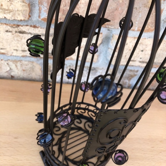 Whimsy Collection Wine Bottle Cork Cage Holder / Display With Colorful beads 14” - Picture 9 of 16